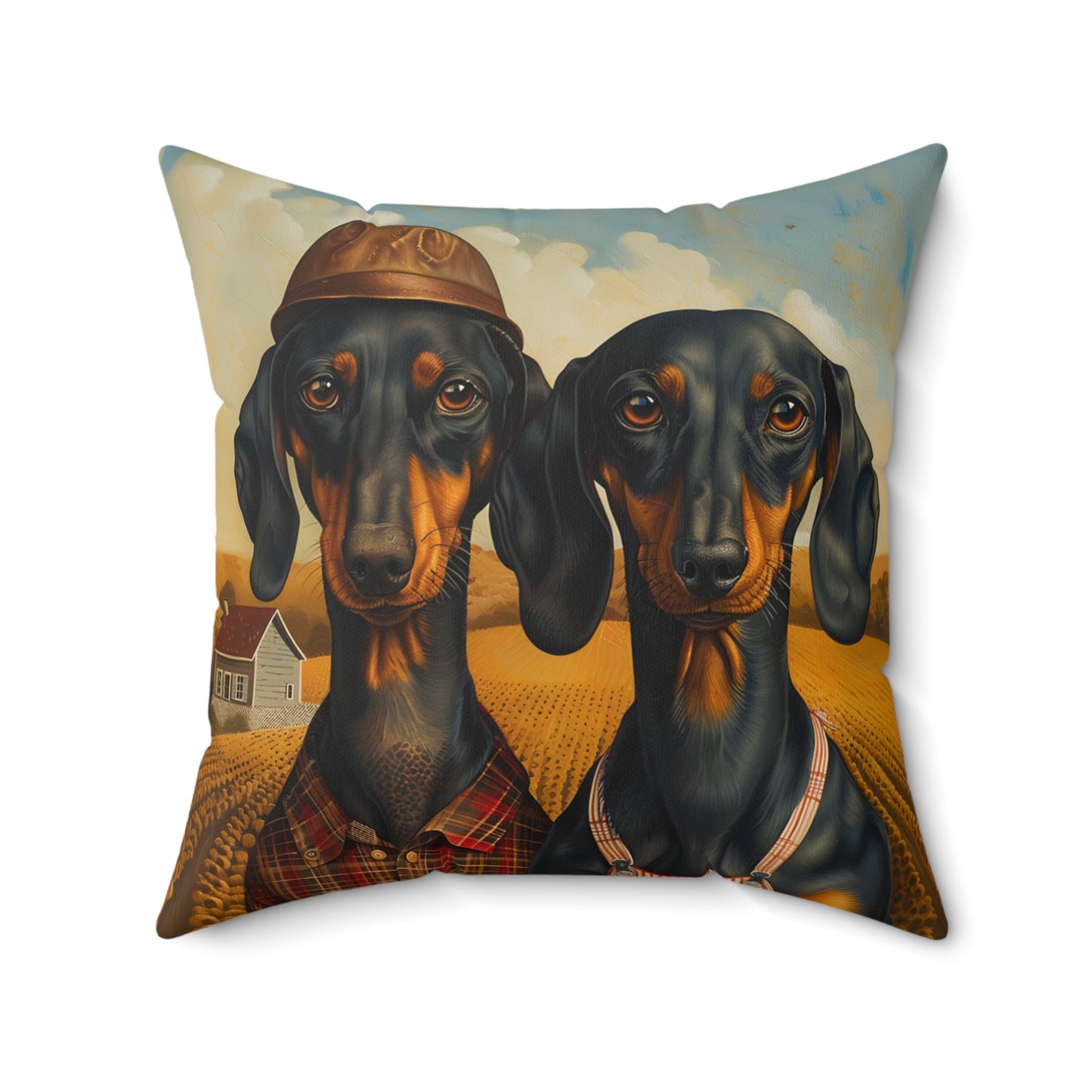 #1 Autumn Inspired Black & Tan Smooth-Haired Dachshund Throw Pillow