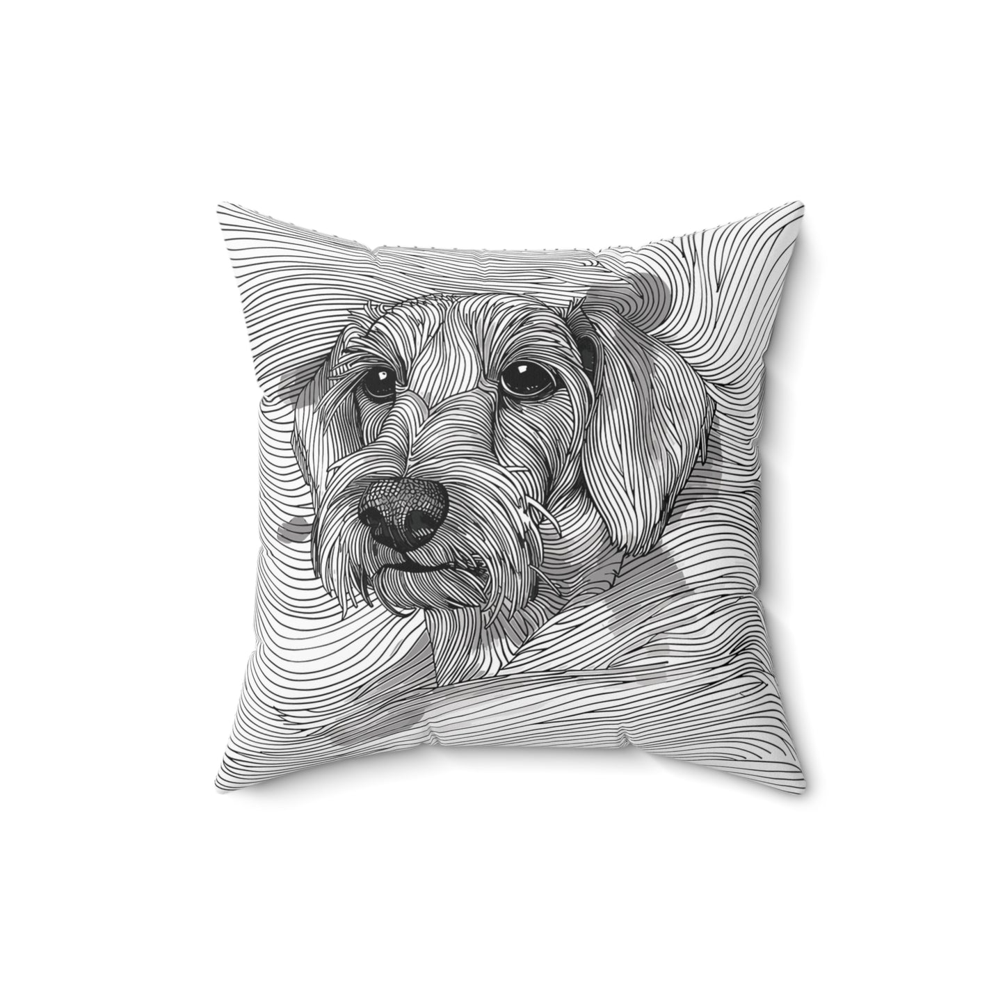 "Wired Joy" Wire-Haired Dachshund Square Throw Pillow