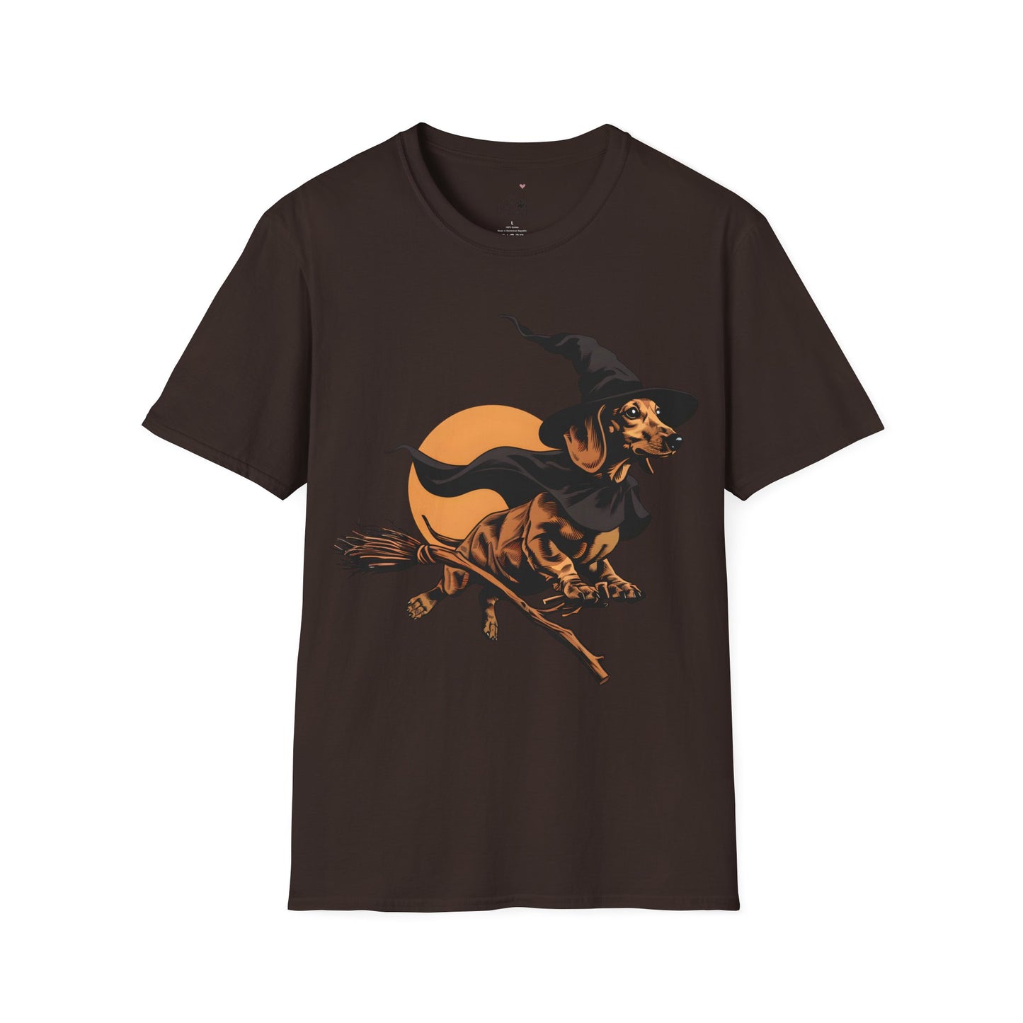 "Take Flight" Tan Smooth-Haired Dachshund Halloween Unisex Softstyle T-Shirt