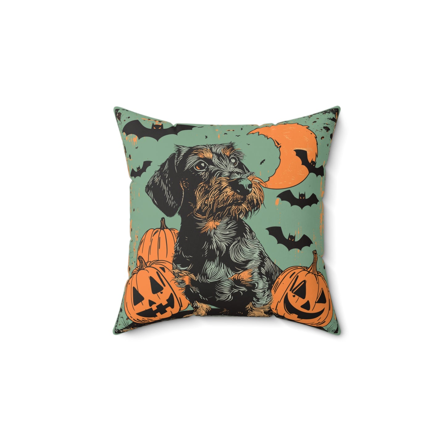 #33 Halloween Inspired Wire-Haired Dachshund Throw Pillow