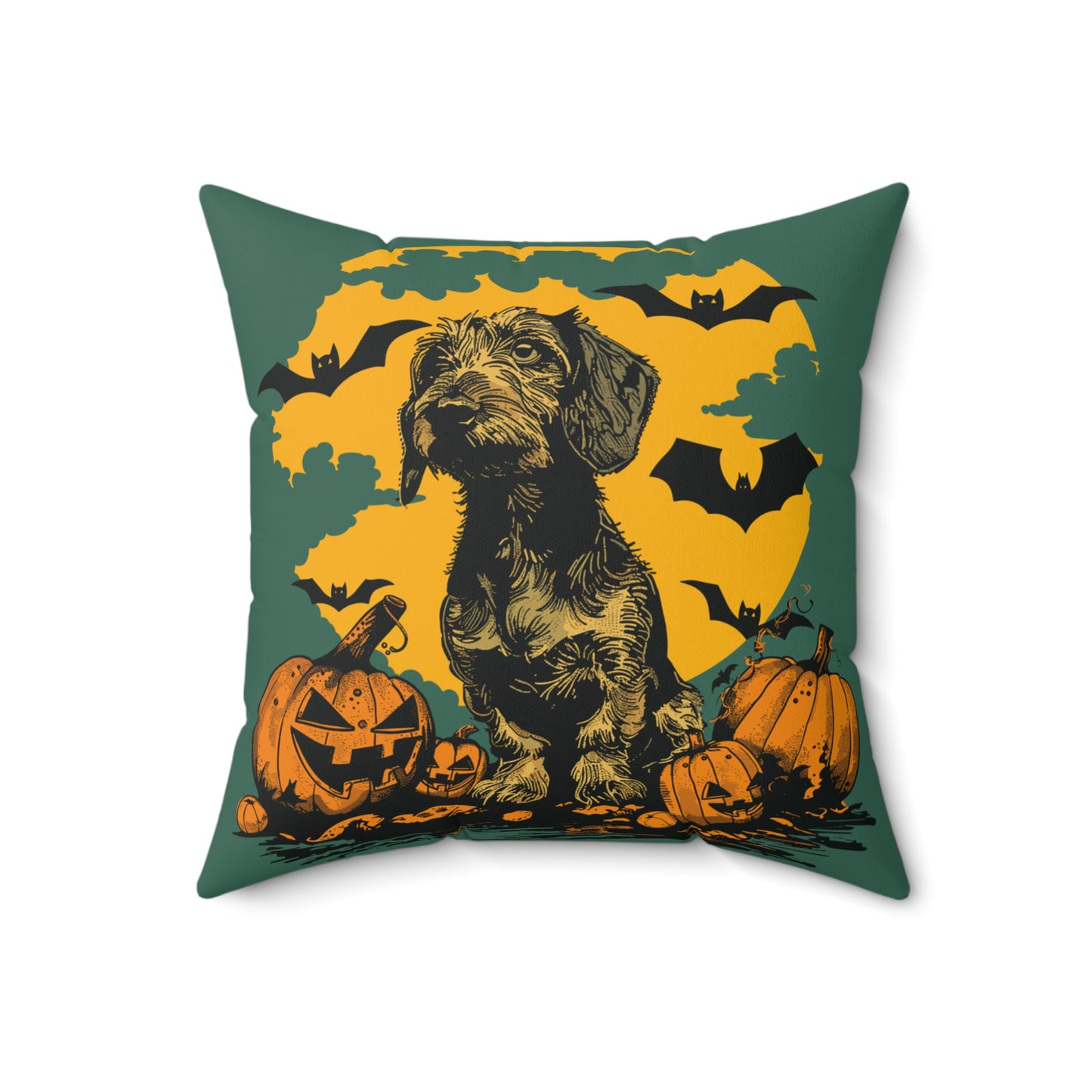 #36 Halloween Inspired Wire-Haired Dachshund Throw Pillow