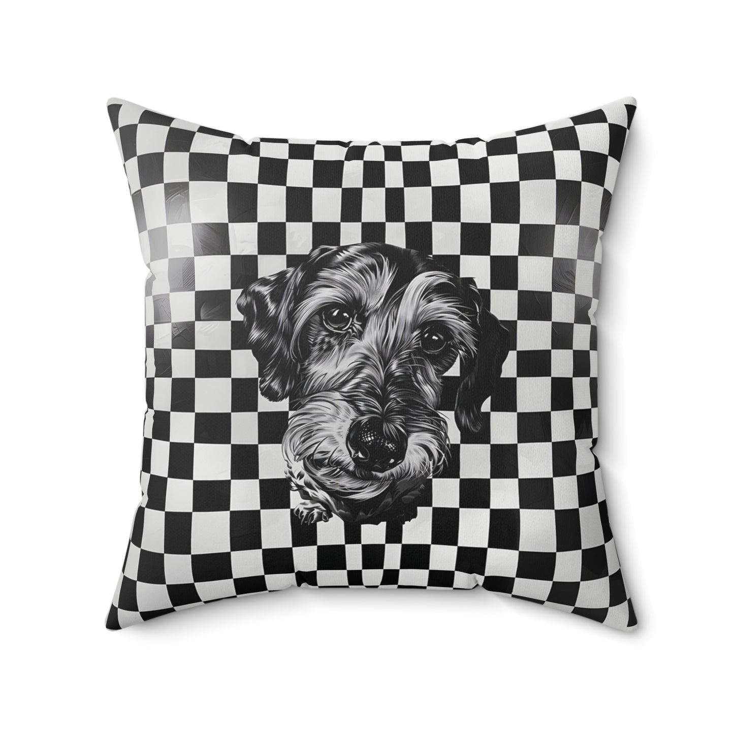 "Perspective" Wire-Haired Dachshund Square Throw Pillow