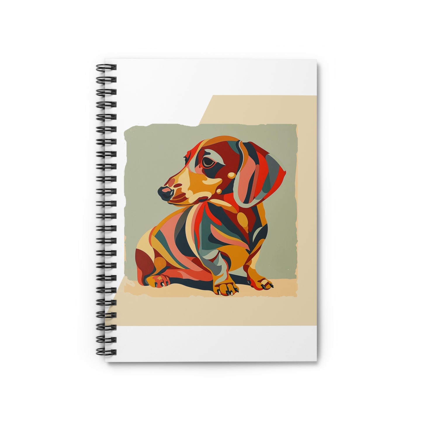 "Facet Hound" Tan Smooth-Haired Dachshund Ruled Line Spiral Notebook