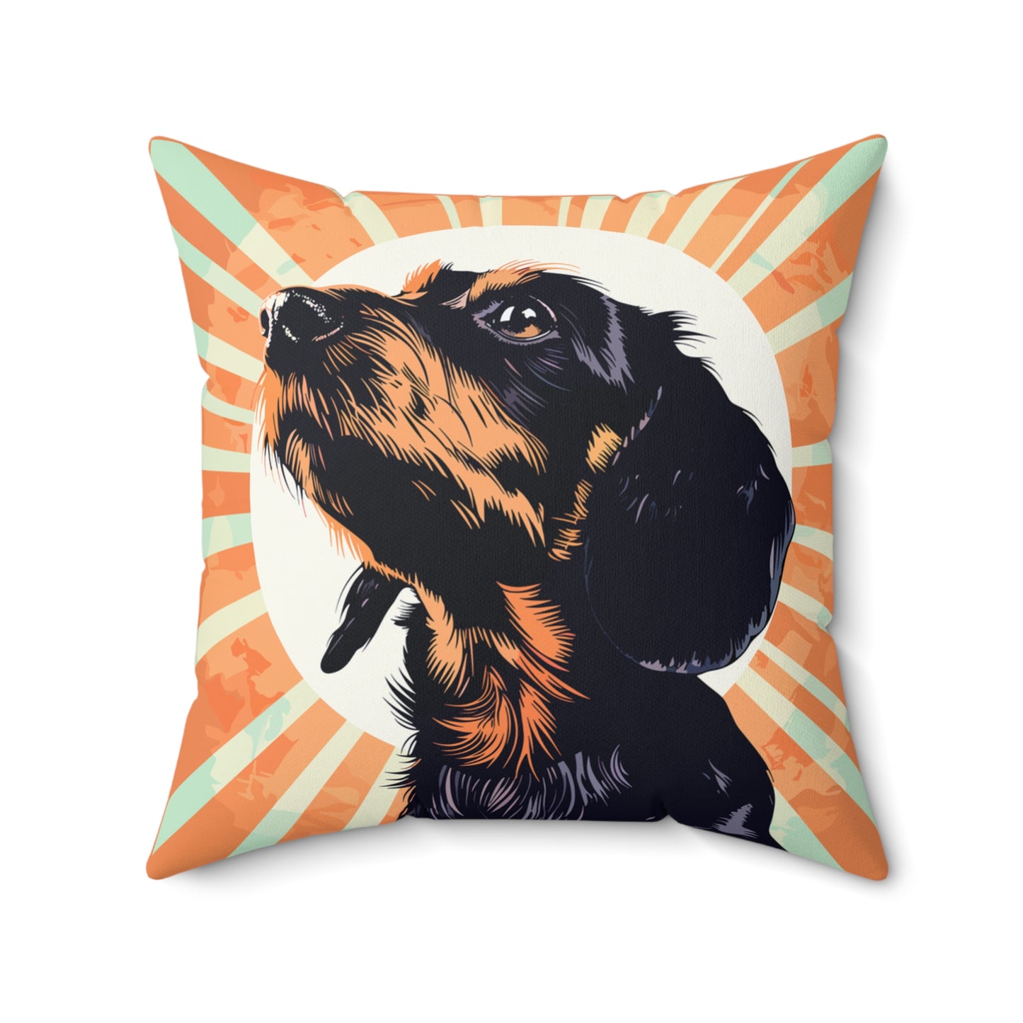 "Sunset" Wire-Haired Dachshund Square Throw Pillow