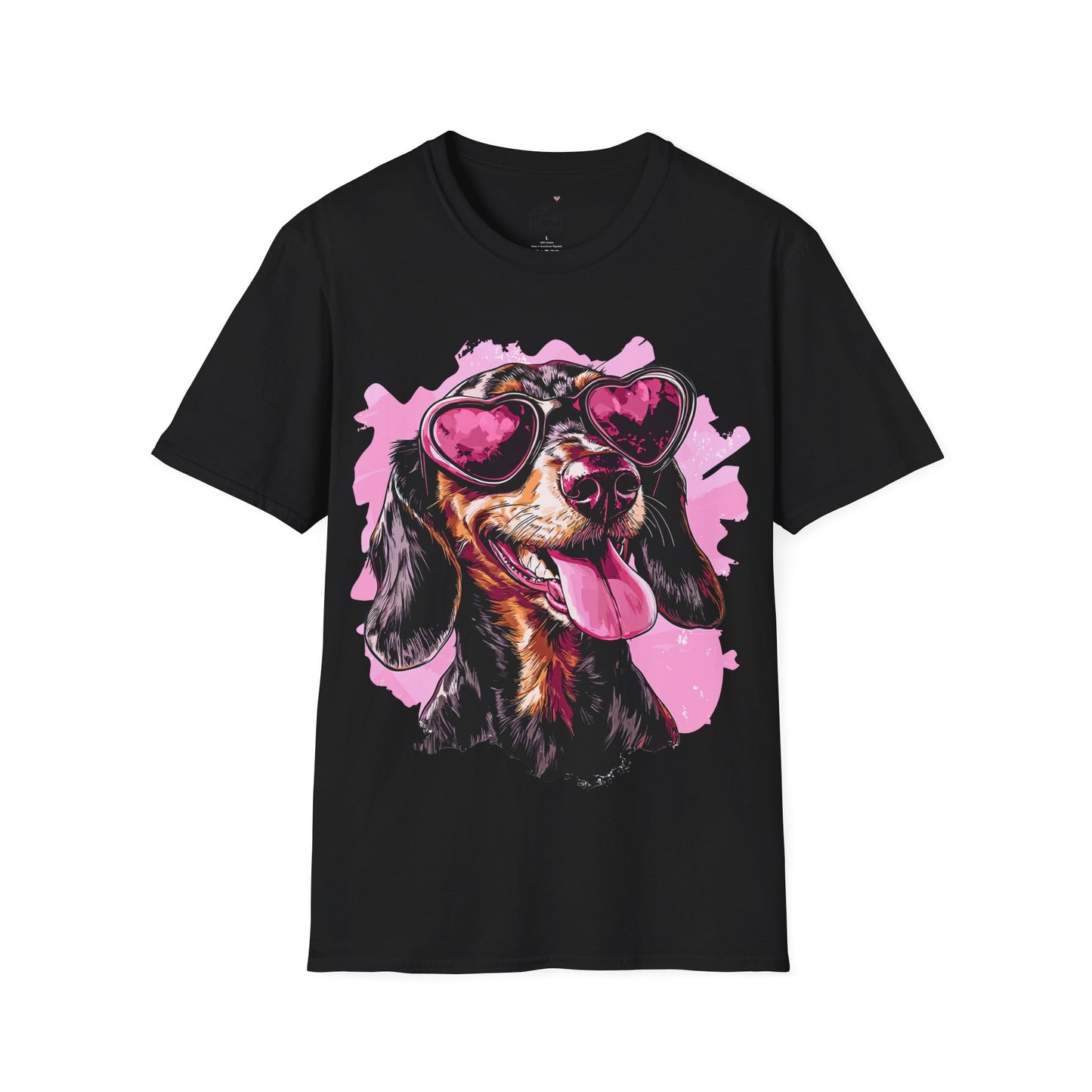 "Heart Eyes" Black & Tan Smooth-Haired Dachshund Unisex Softstyle T-Shirt