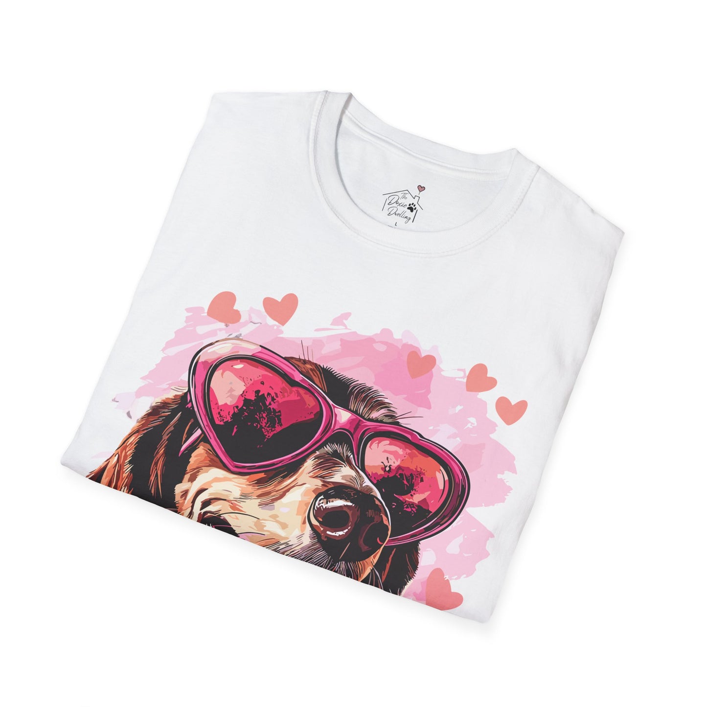 "Tanned Hearts" Tan Smooth-Haired Dachshund Unisex Softstyle T-Shirt