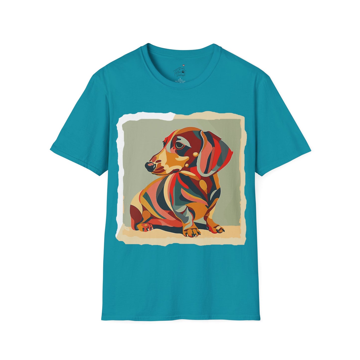 "Facet Hound" Tan Smooth-Haired Dachshund Unisex Softstyle T-Shirt