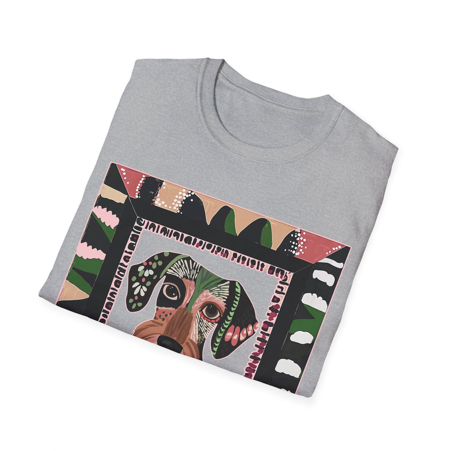 "Wired Wacky Frame" Wire-Haired Dachshund Unisex Softstyle T-Shirt