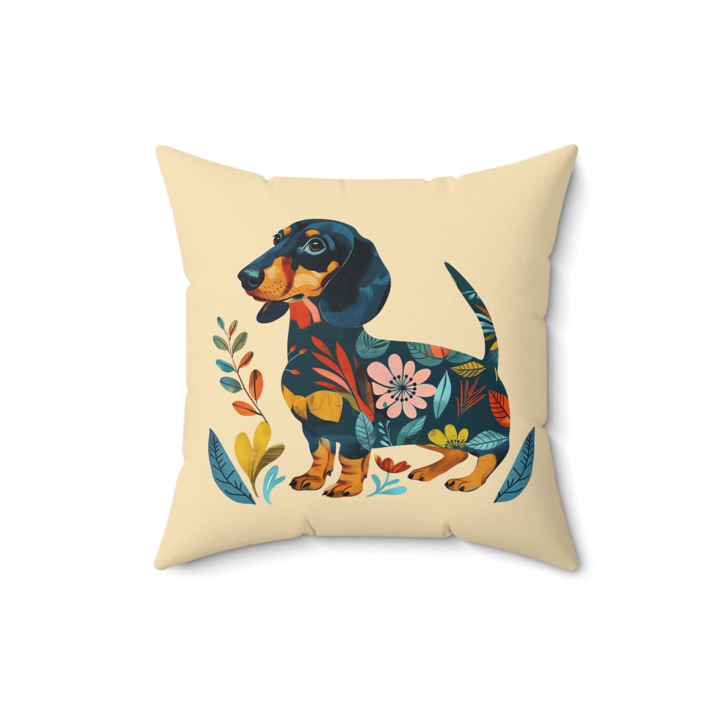 "Fresh" Black & Tan Smooth-Haired Square Throw Pillow