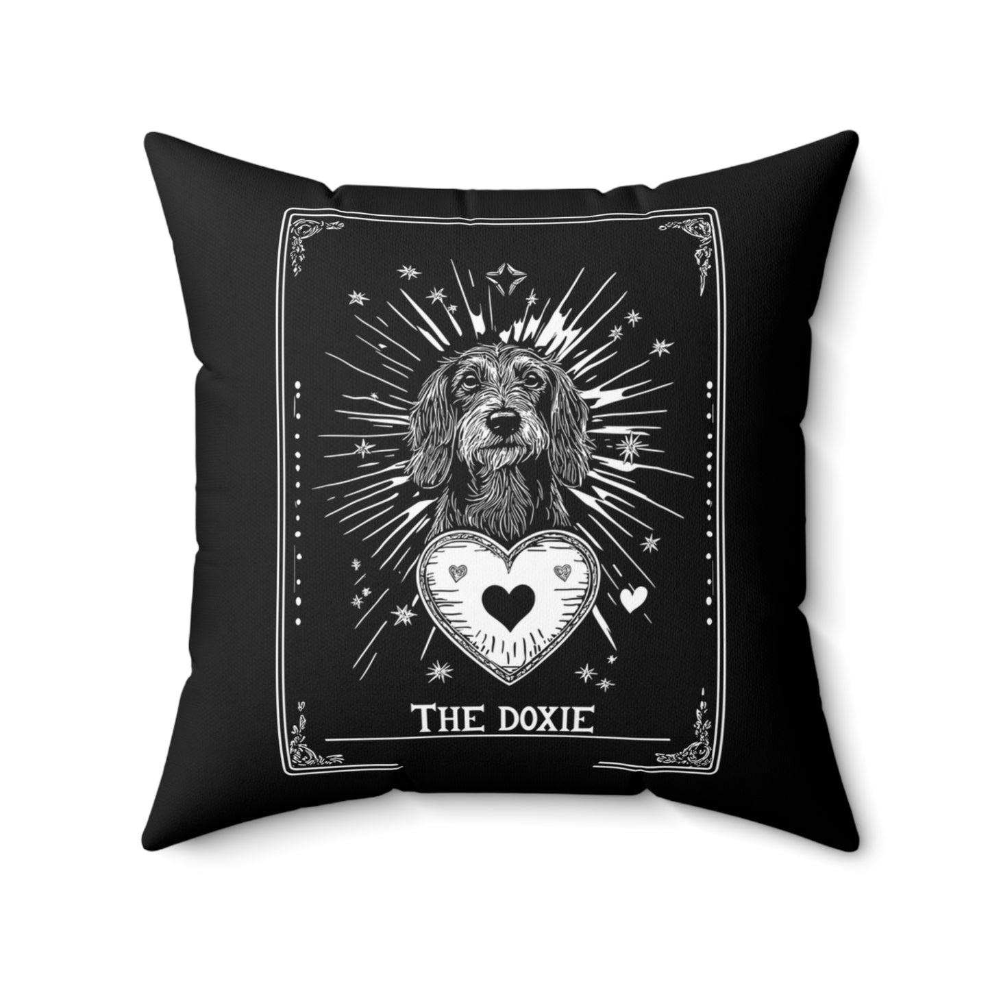 "Wire Tarot" Wire-Haired Dachshund Square Throw Pillow