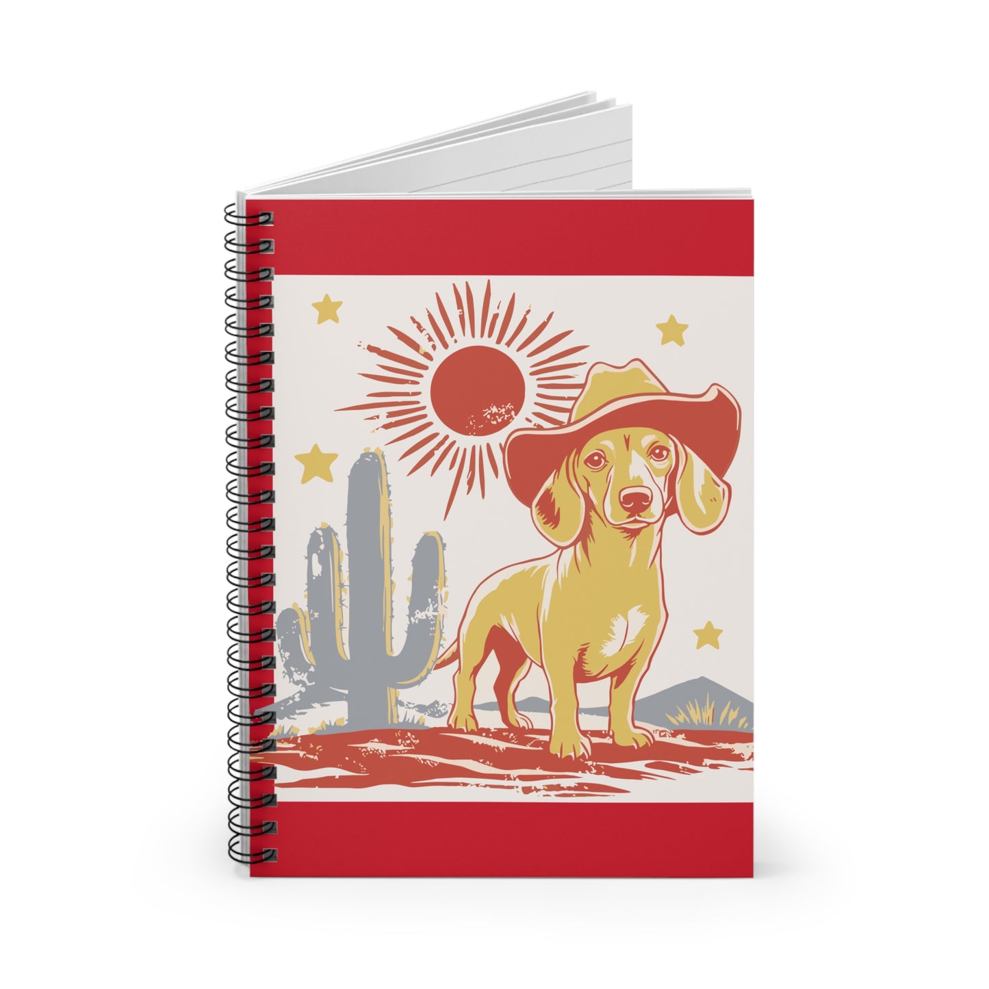 "Sunny Cowboy" Smooth-Haired Dachshund Ruled Line Spiral Notebook