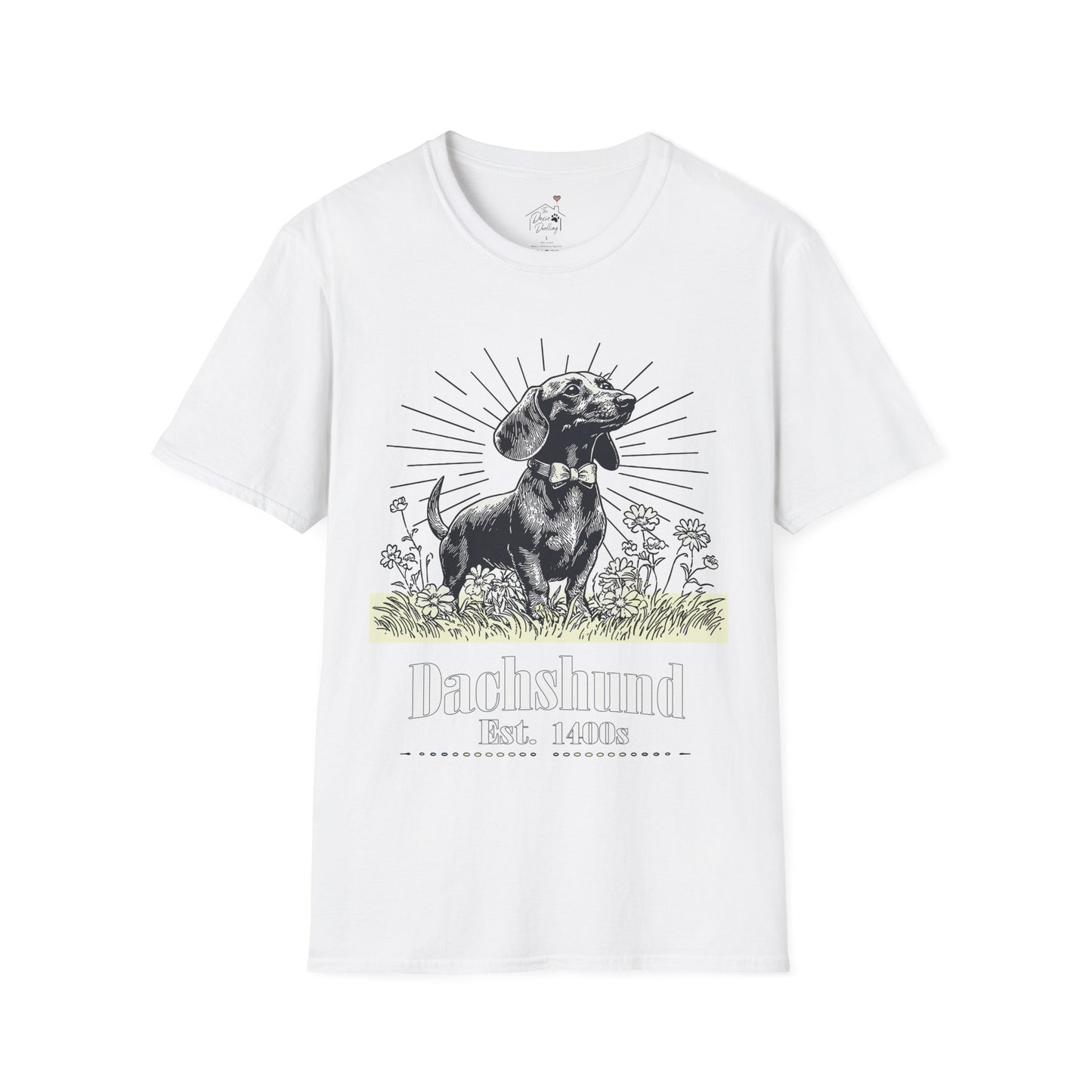 "Circa" Smooth-Haired Dachshund Unisex Softstyle T-Shirt