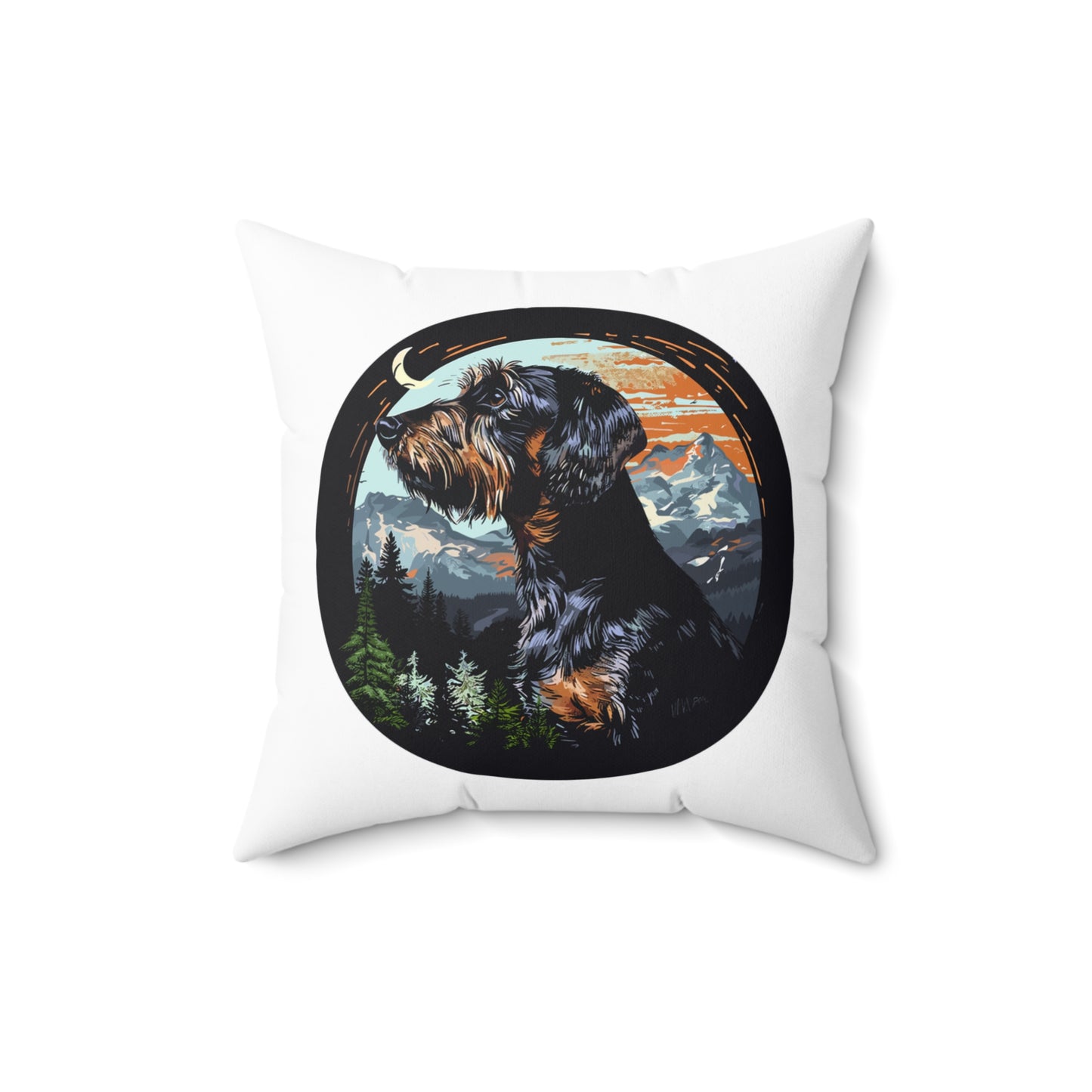 "Howl" Wire-Haired Dachshund Square Throw Pillow