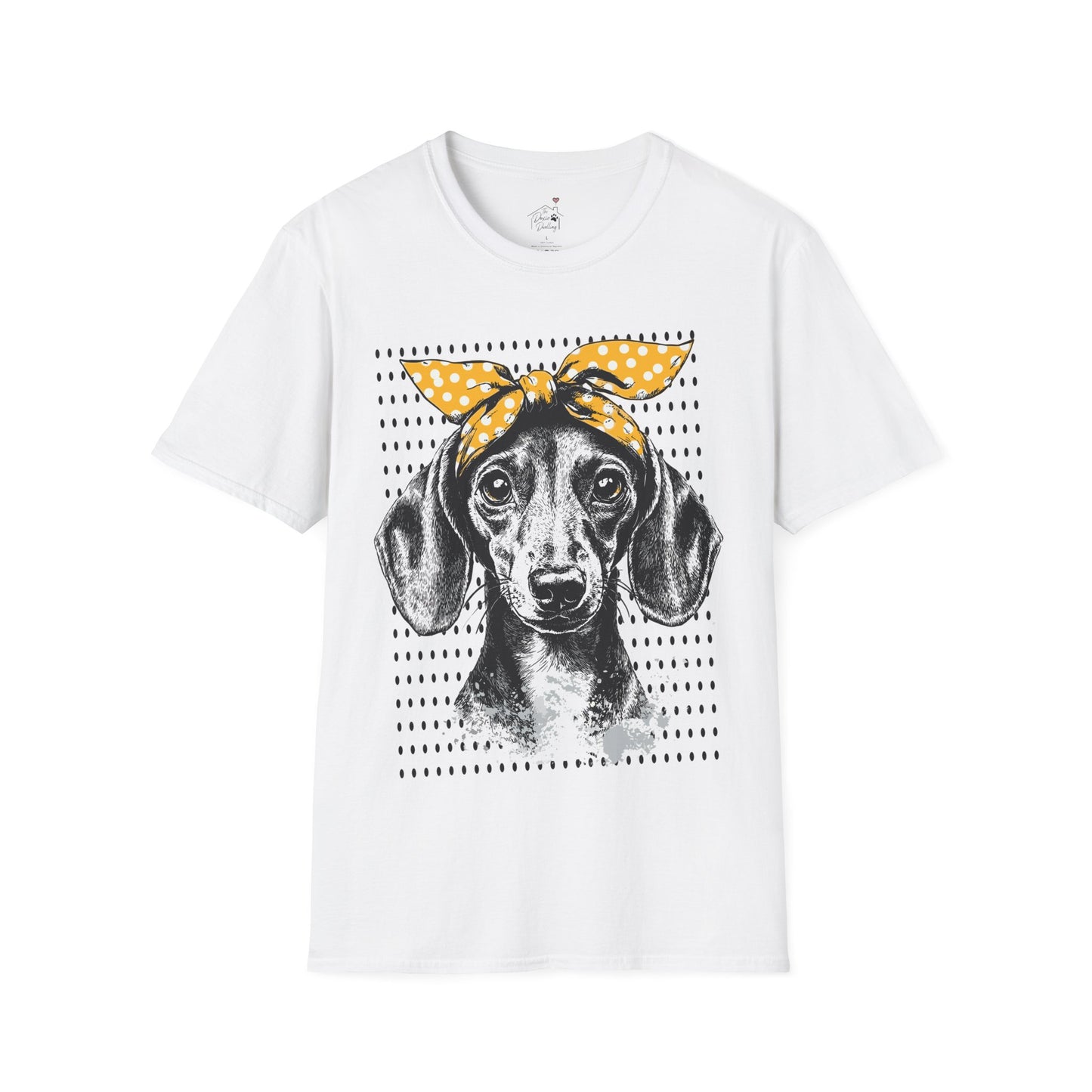 "Let's Polka" Tan Smooth-Haired Dachshund Unisex Softstyle T-Shirt