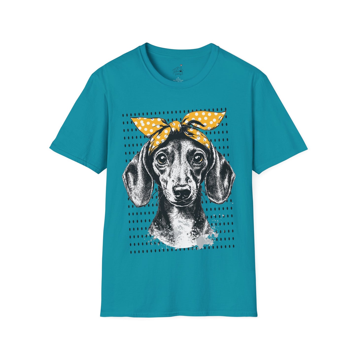 "Let's Polka" Tan Smooth-Haired Dachshund Unisex Softstyle T-Shirt
