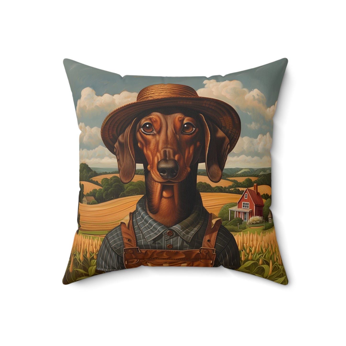 #2 Autumn Inspired Tan Smooth-Haired Dachshund Throw Pillow