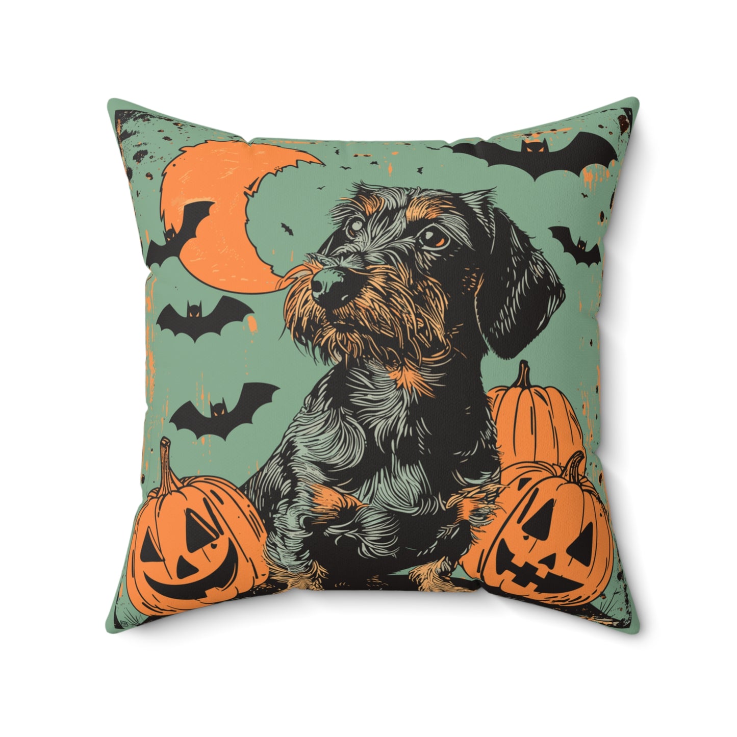 #33 Halloween Inspired Wire-Haired Dachshund Throw Pillow