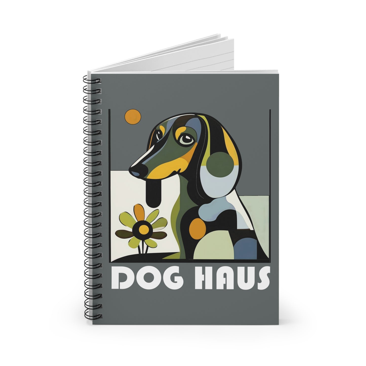 "Long Haus" Long-Haired Dachshund Ruled Line Spiral Notebook