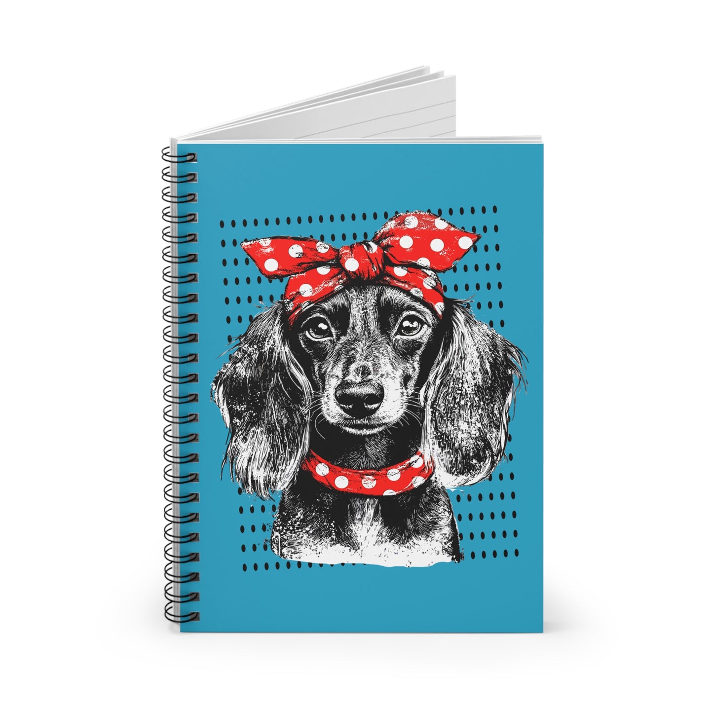 "Riveter" Long-Haired Dachshund Ruled Line Spiral Notebook