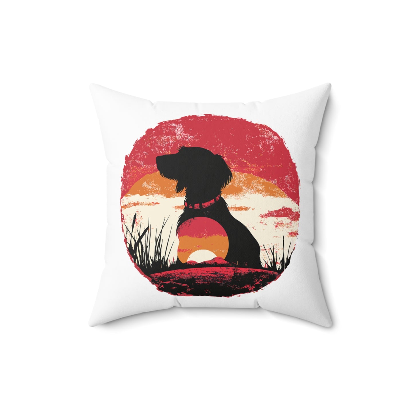 "Wired Sunset" Wire-Haired Dachshund Square Throw Pillow
