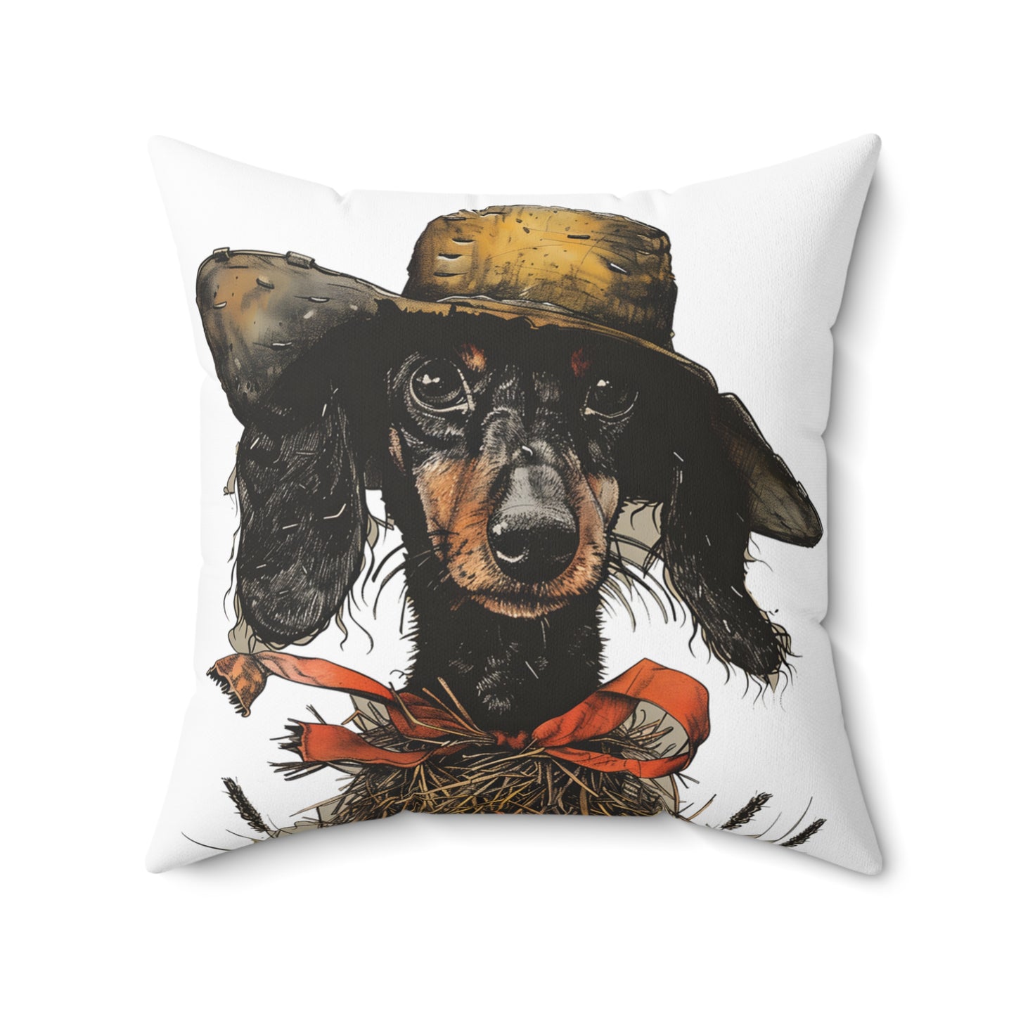 #9 Autumn Inspired Black & Tan Smooth-Haired Dachshund Throw Pillow