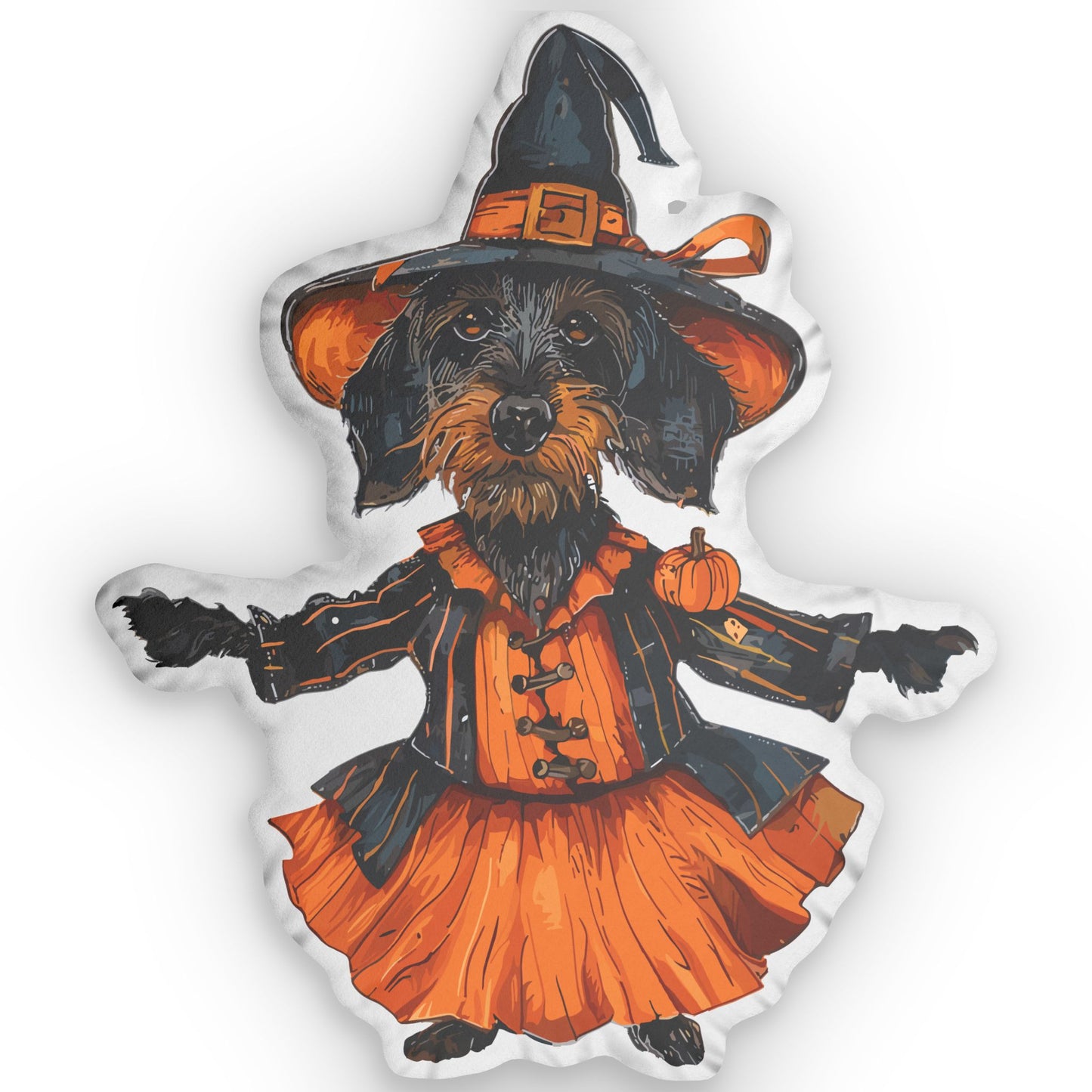 #28 Vintage Halloween Inspired Wire-Haired Dachshund Custom Shaped Pillow