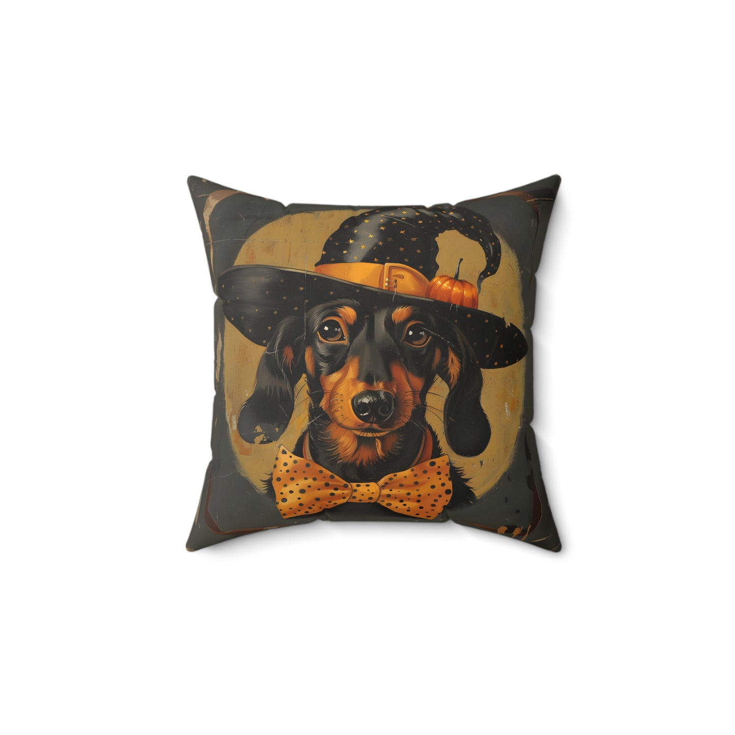 #1 Halloween Inspired Black & Tan Smooth-Haired Dachshund Throw Pillow