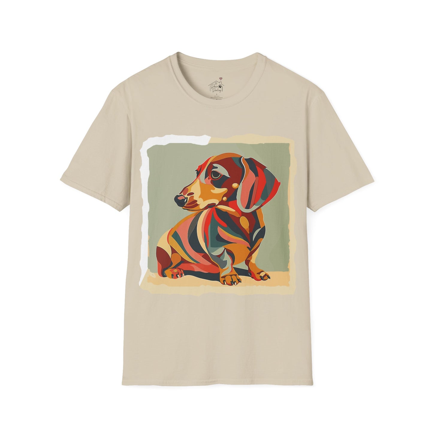 "Facet Hound" Tan Smooth-Haired Dachshund Unisex Softstyle T-Shirt