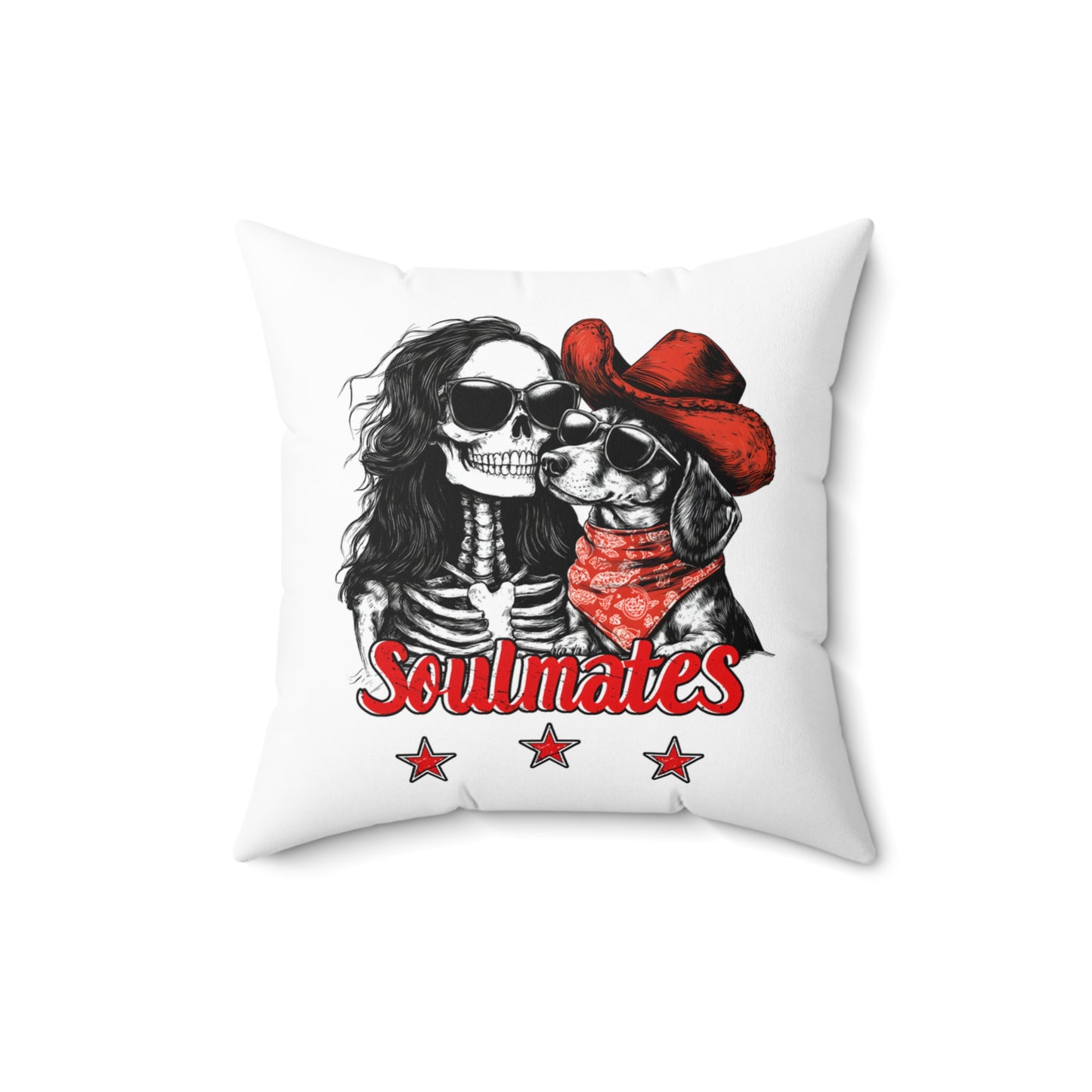 "Smooth Soulmates" Smooth-Haired Dachshund Square Throw Pillow