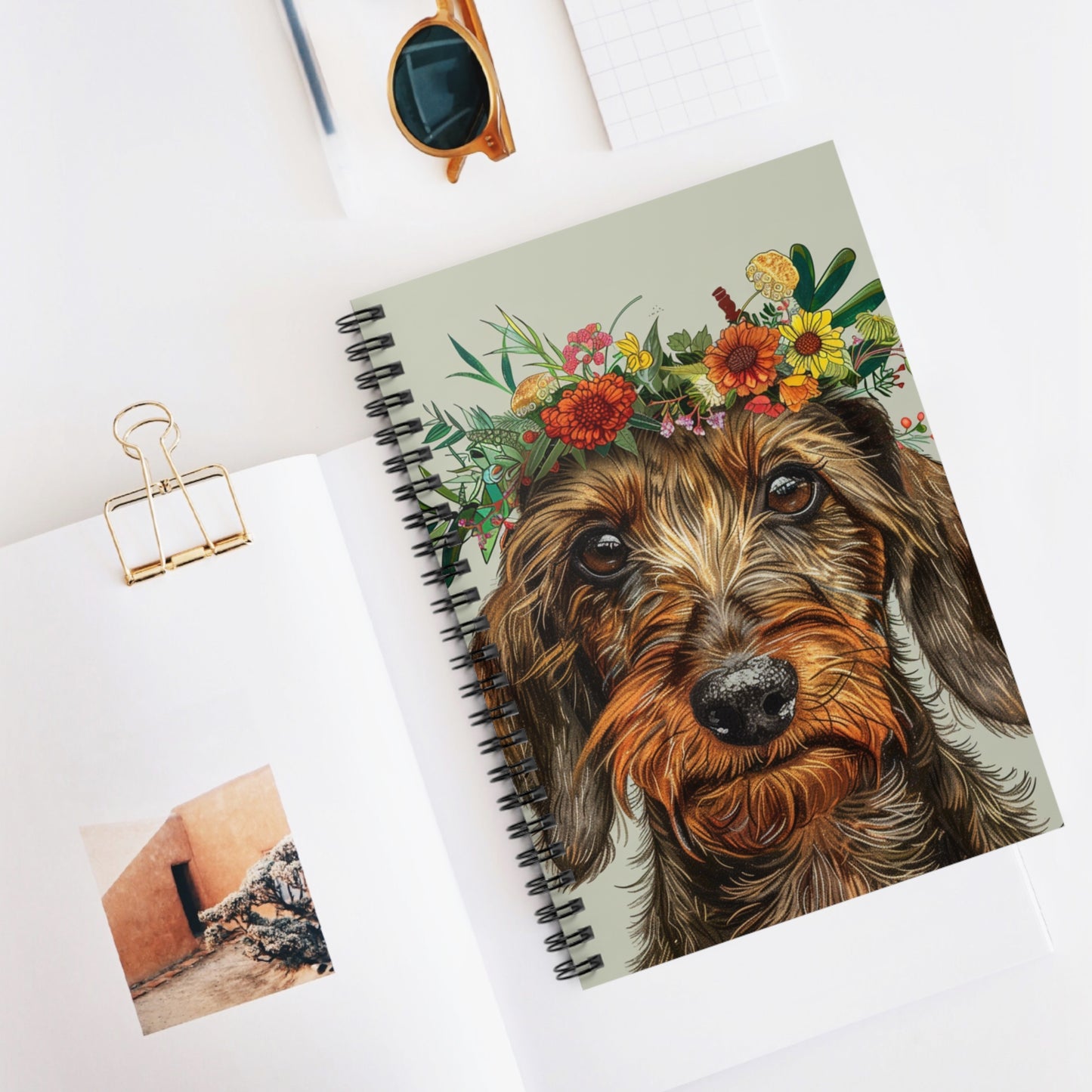 "Wire Crown" Wire-Haired Dachshund Ruled Line Spiral Notebook