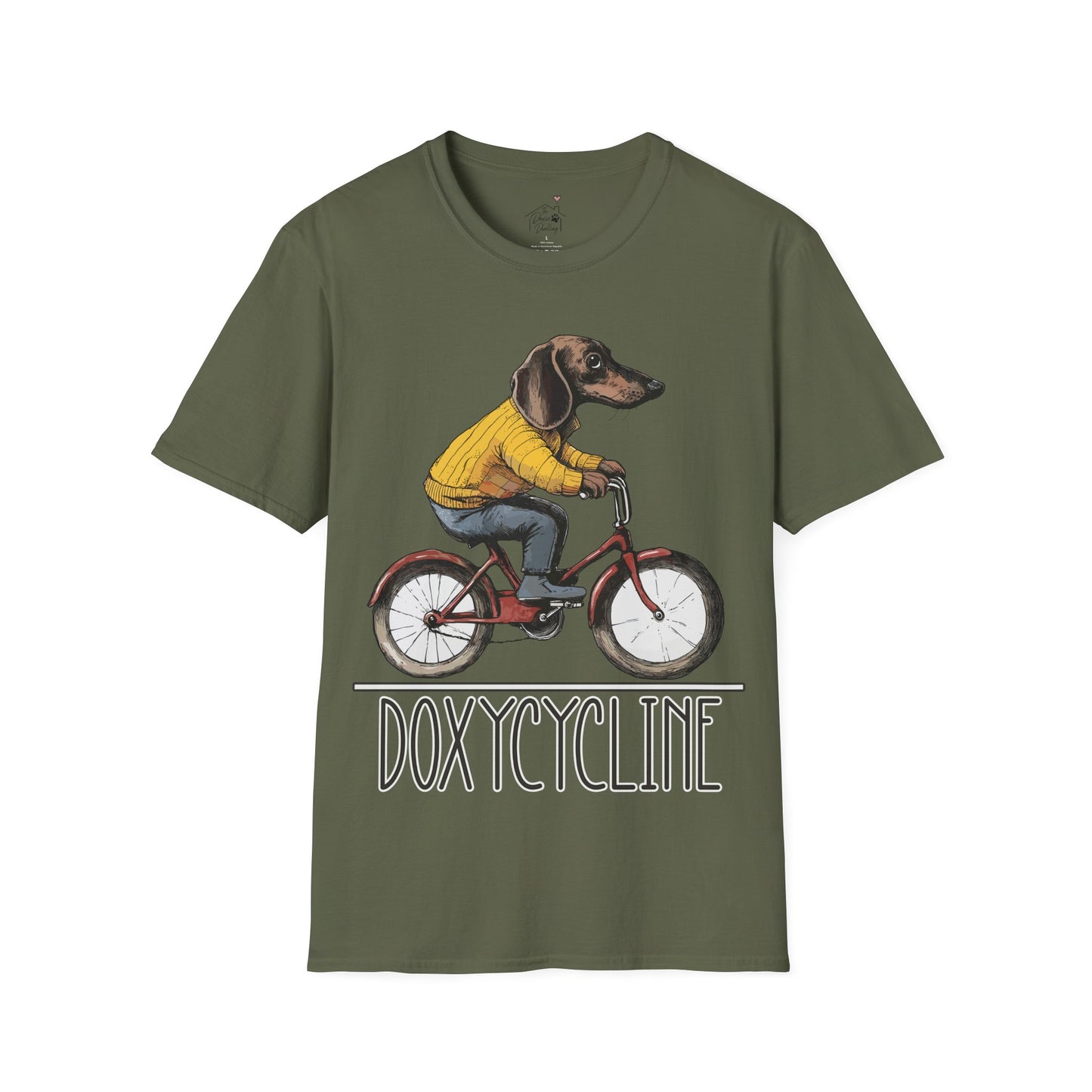"Doxycycline" Tan Smooth-Haired Dachshund Unisex Softstyle T-Shirt