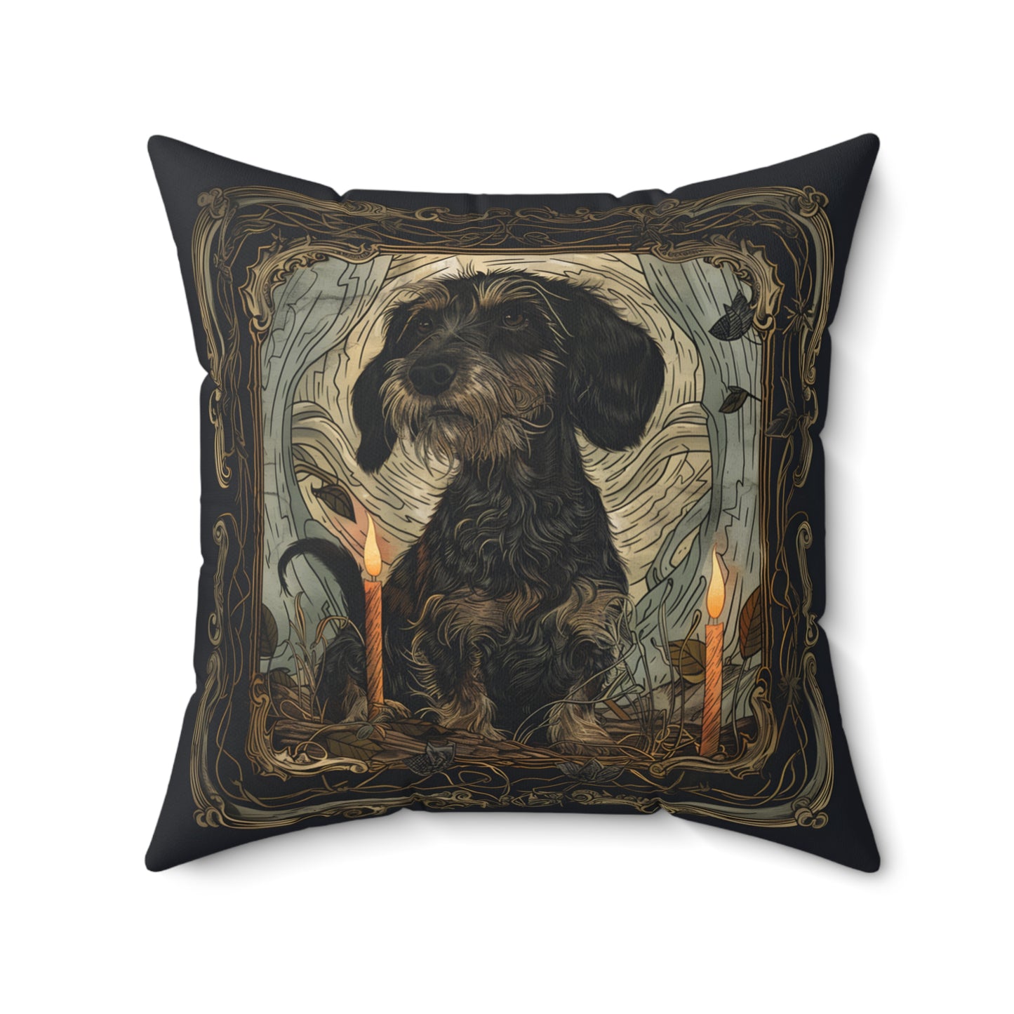 #26 Halloween Inspired Wire-Haired Dachshund Throw Pillow