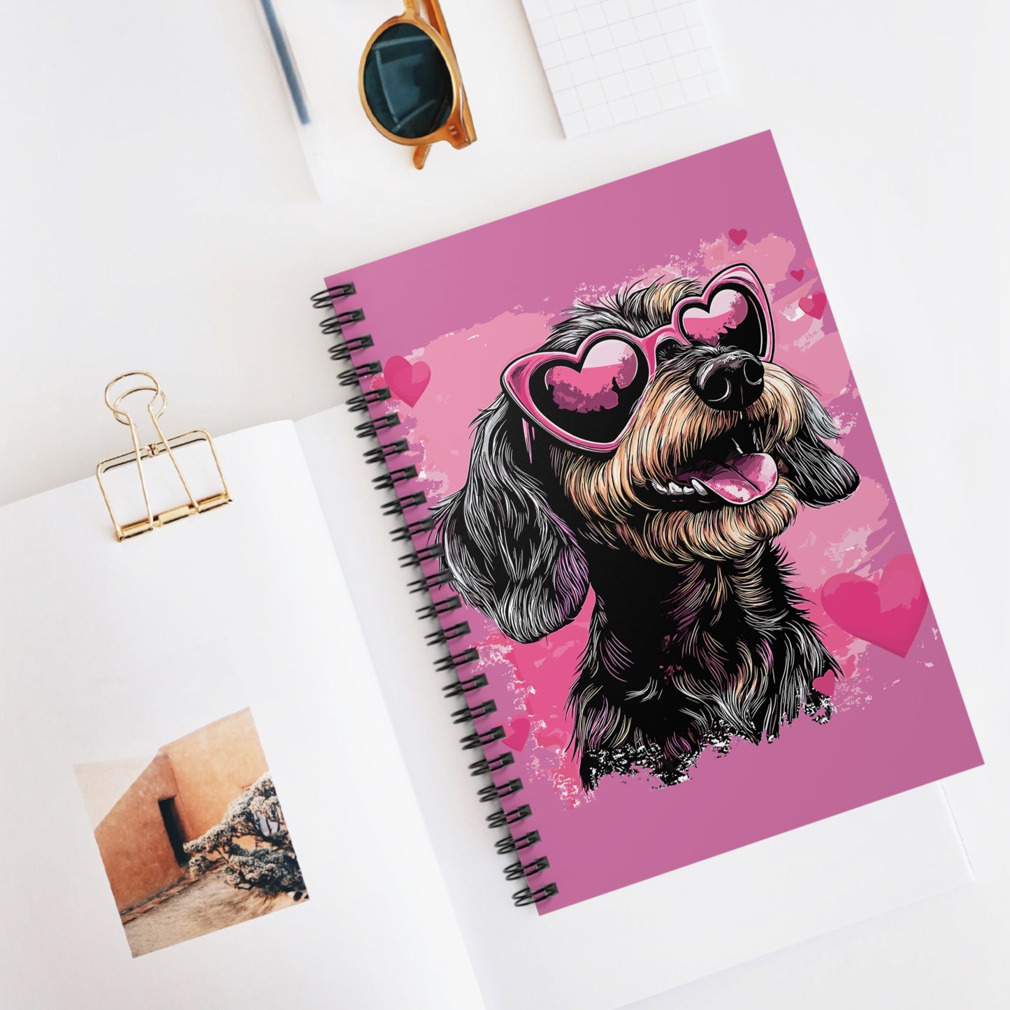 "Wired Heart" Wire-Haired Dachshund Ruled Line Spiral Notebook