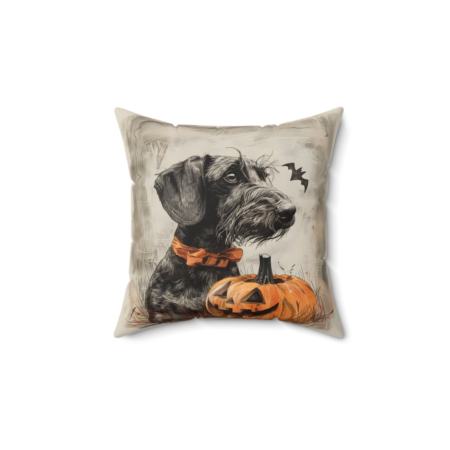 #31 Halloween Inspired Wire-Haired Dachshund Throw Pillow