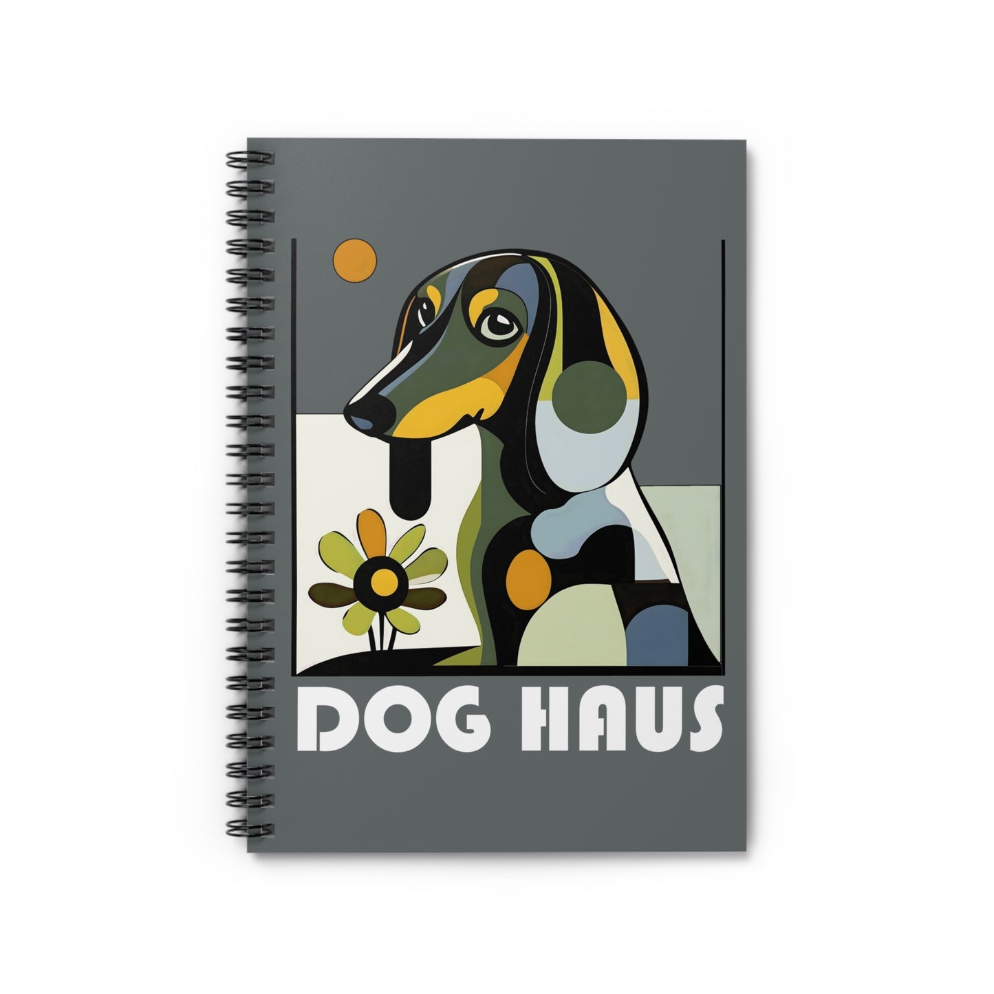 "Long Haus" Long-Haired Dachshund Ruled Line Spiral Notebook