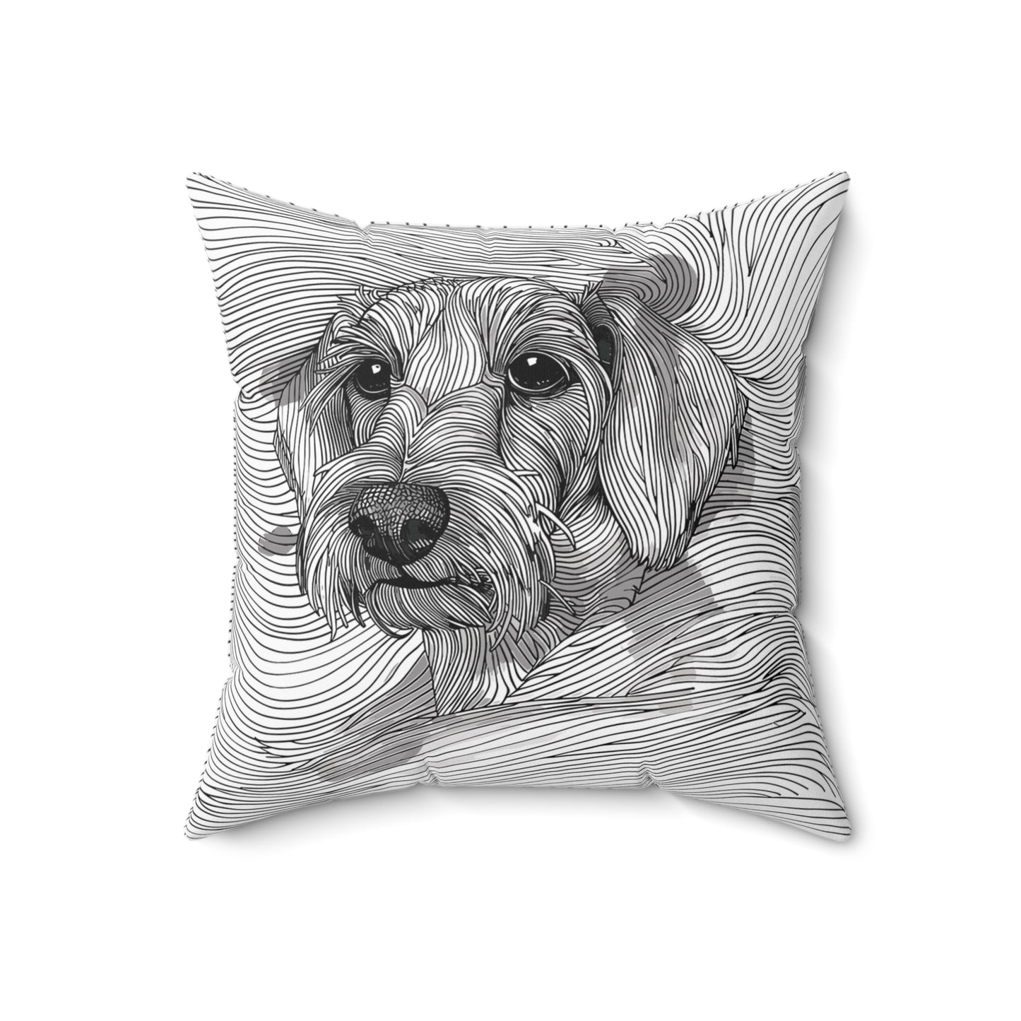 "Wired Joy" Wire-Haired Dachshund Square Throw Pillow
