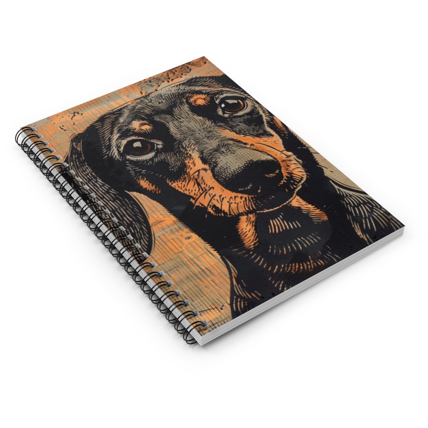 "Soulful" Black & Tan Smooth-Haired Dachshund Ruled Line Spiral Notebook