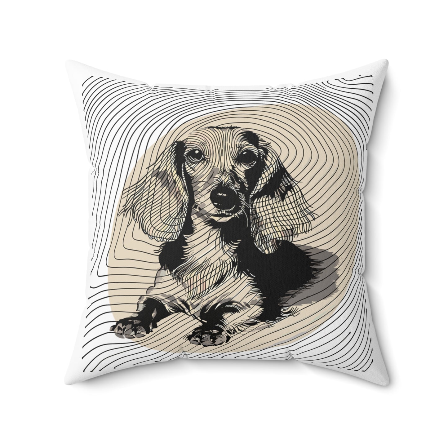 "Long Joy" Long-Haired Dachshund Square Throw Pillow