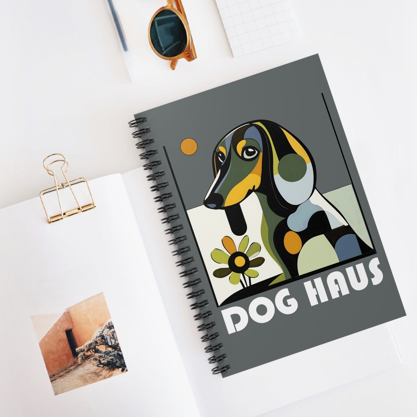 "Long Haus" Long-Haired Dachshund Ruled Line Spiral Notebook