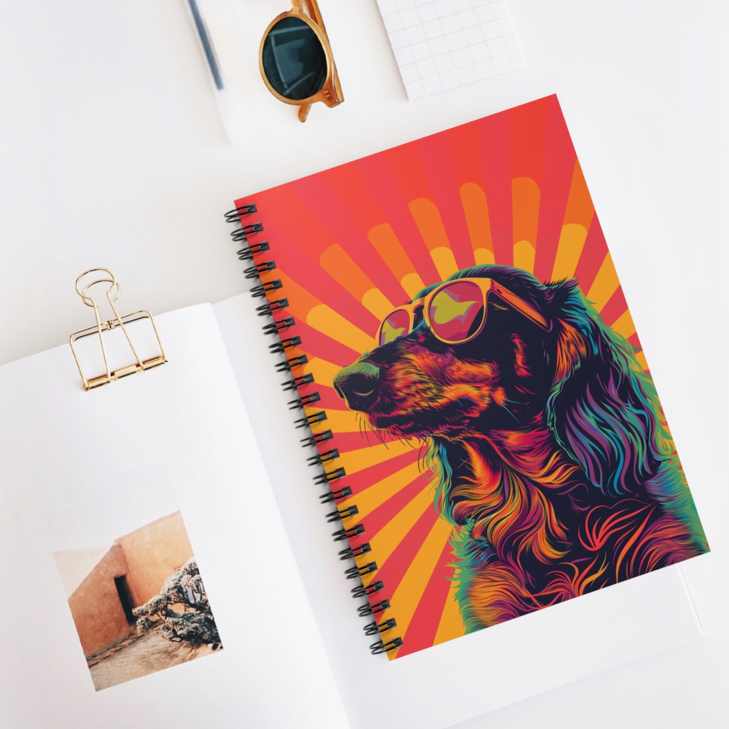 "Tricolor" Long-Haired Dachshund Ruled Line Spiral Notebook