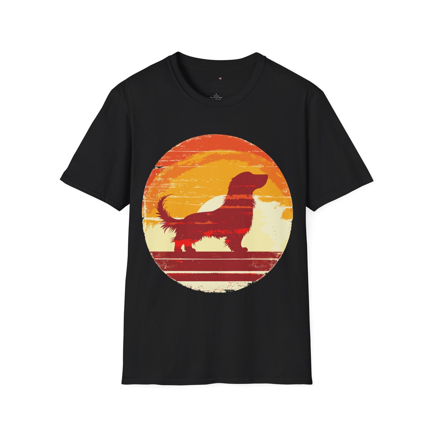 "Long Sunset" Long-Haired Dachshund Unisex Softstyle T-Shirt