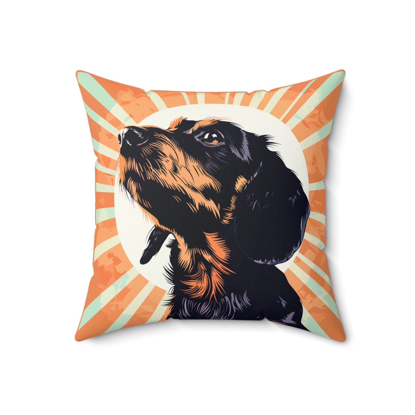 "Sunset" Wire-Haired Dachshund Square Throw Pillow