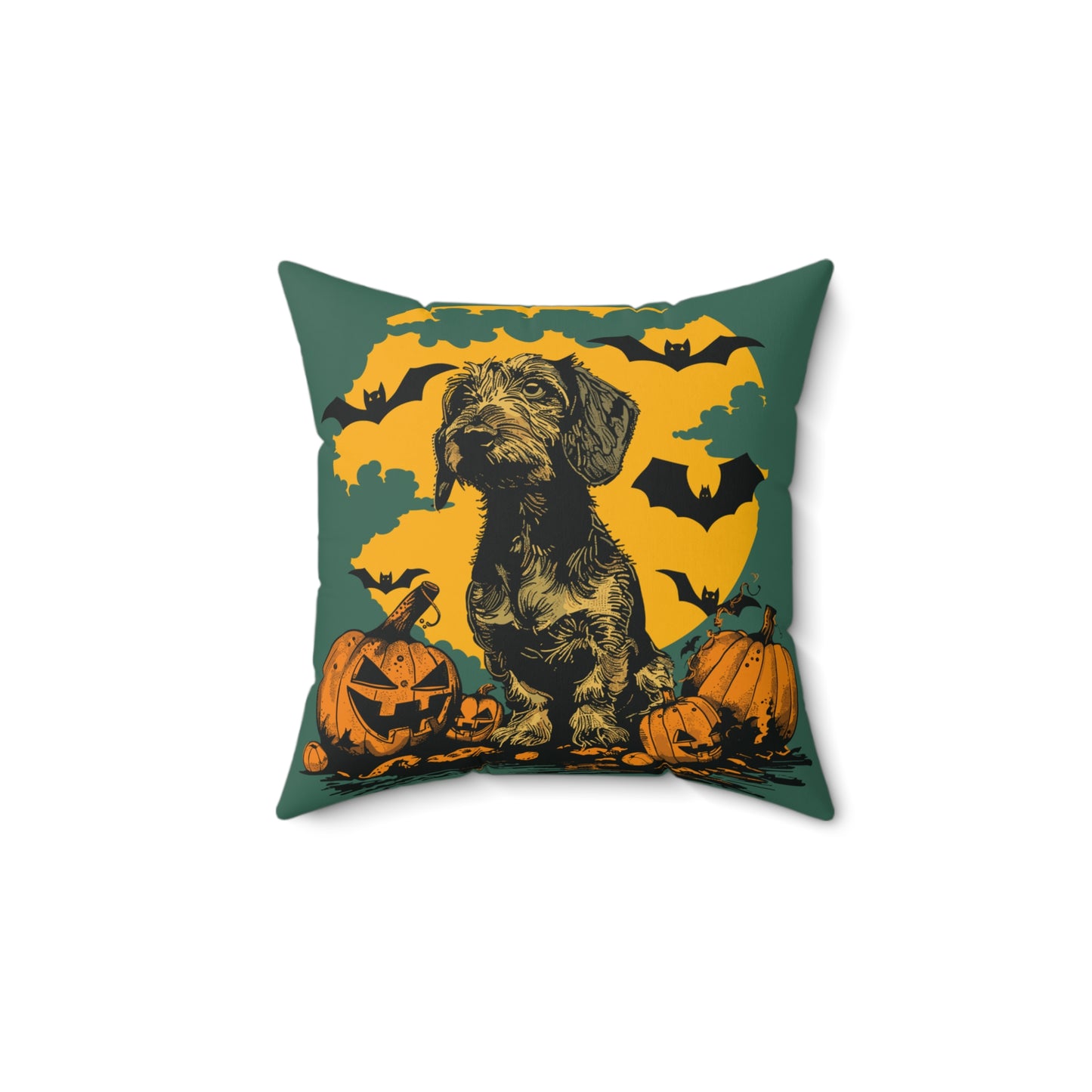 #36 Halloween Inspired Wire-Haired Dachshund Throw Pillow