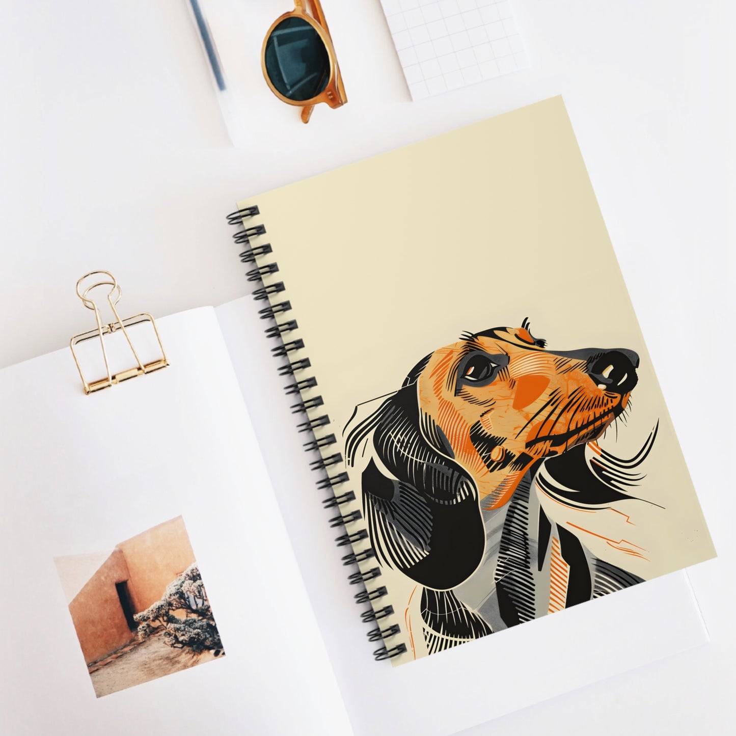 "Motion" Long-Haired Dachshund Ruled Line Spiral Notebook