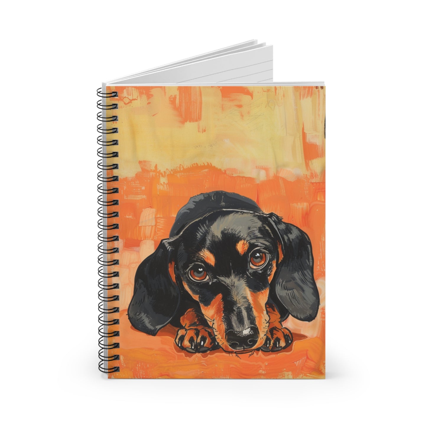 "Paws" Black & Tan Smooth-Haired Dachshund Ruled Line Spiral Notebook