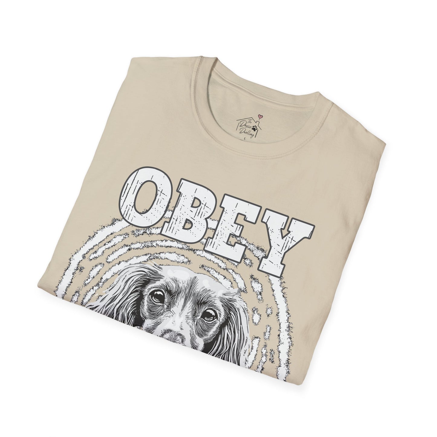"Obey" Long-Haired Dachshund Unisex Softstyle T-Shirt