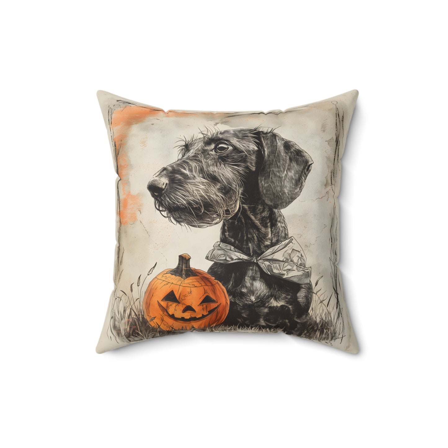 #30 Halloween Inspired Wire-Haired Dachshund Throw Pillow