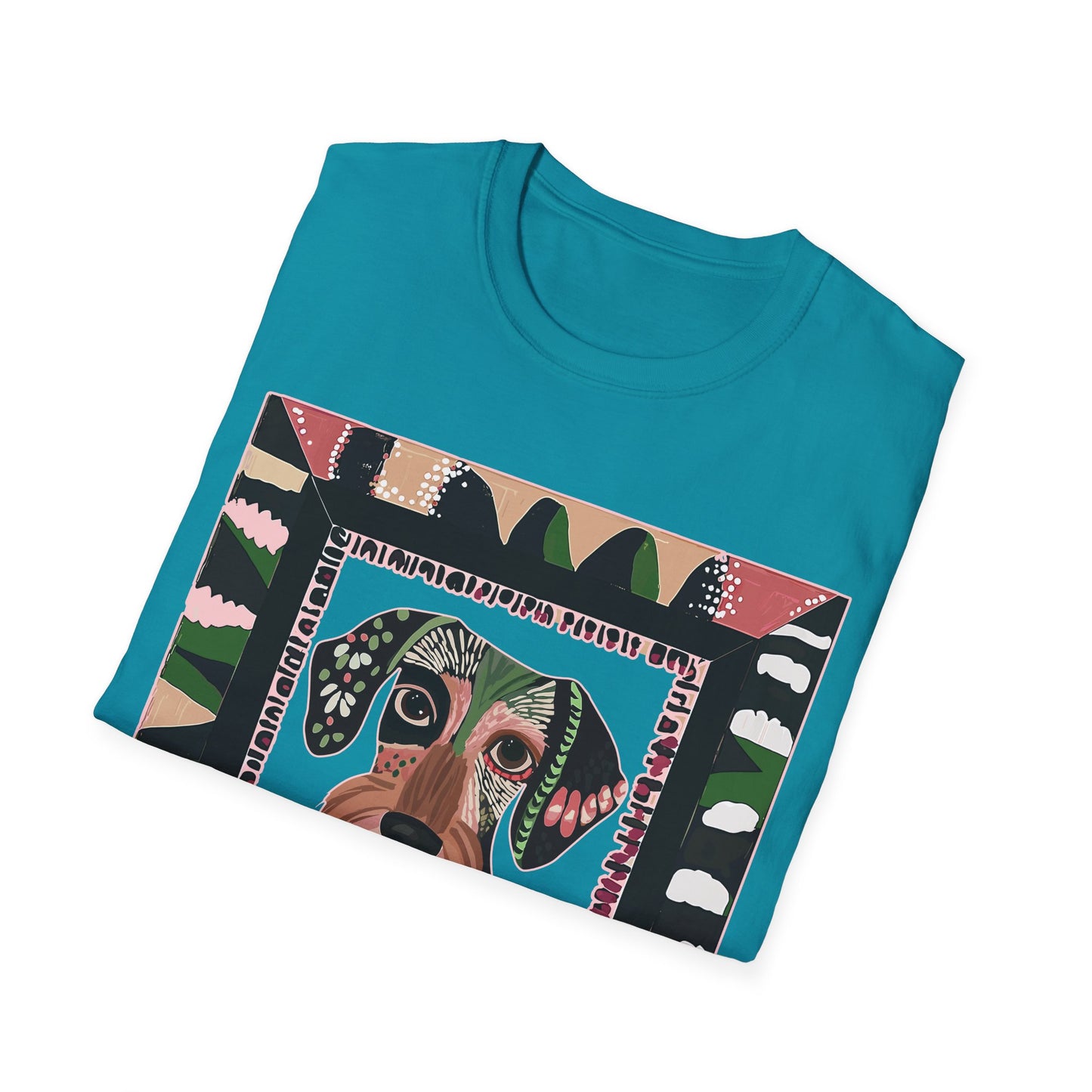 "Wired Wacky Frame" Wire-Haired Dachshund Unisex Softstyle T-Shirt