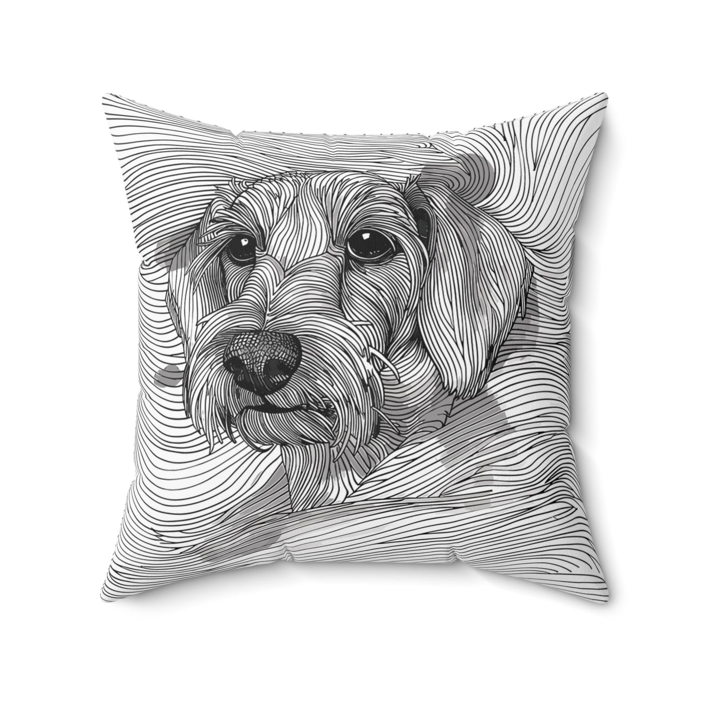 "Wired Joy" Wire-Haired Dachshund Square Throw Pillow