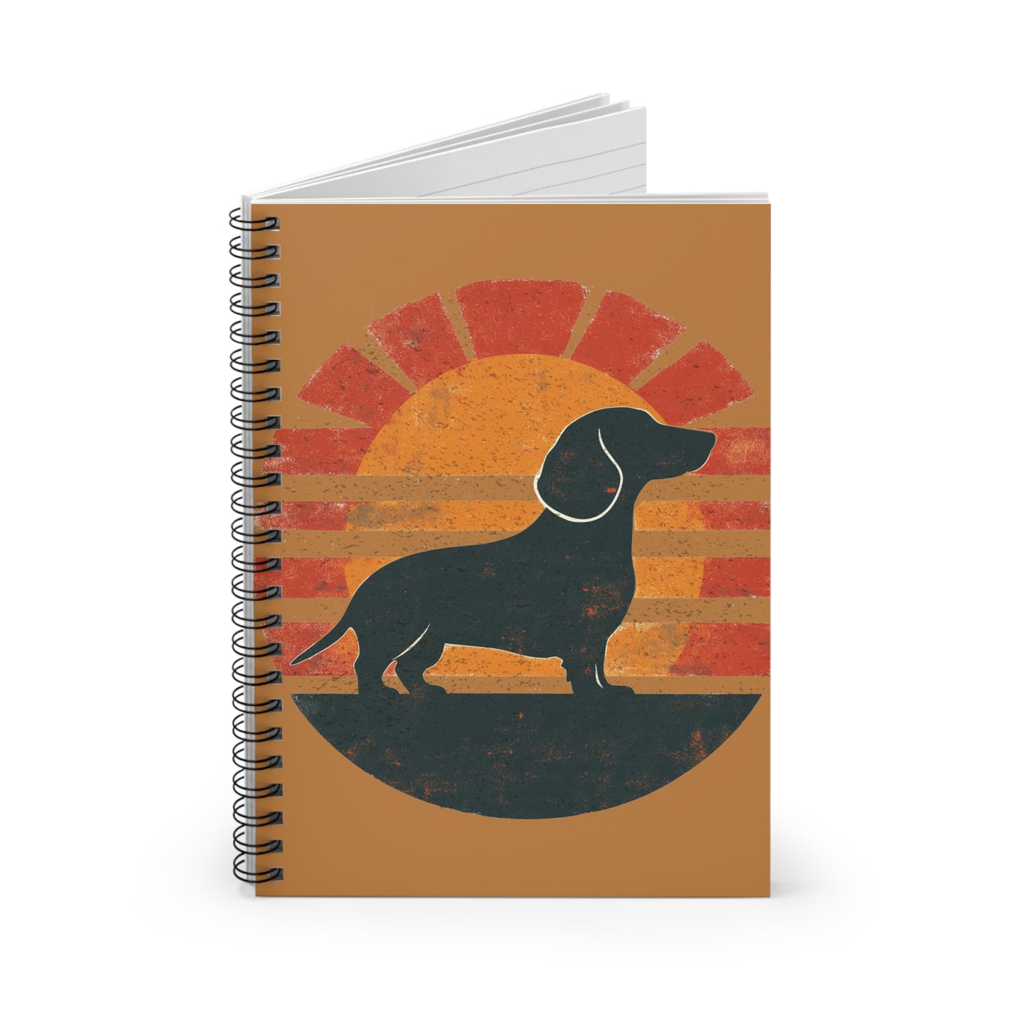 "Smooth Sunset" Smooth-Haired Dachshund Ruled Line Spiral Notebook